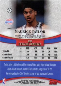1999-00 Topps Gold Label - Class 2 #34 Maurice Taylor Back