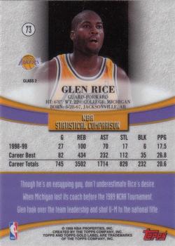 1999-00 Topps Gold Label - Class 2 #73 Glen Rice Back