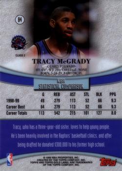 1999-00 Topps Gold Label - Class 2 #84 Tracy McGrady Back