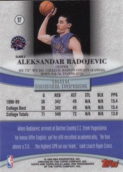 1999-00 Topps Gold Label - Class 2 #97 Aleksandar Radojevic Back