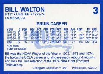 1991 Collegiate Collection UCLA Bruins #3 Bill Walton Back