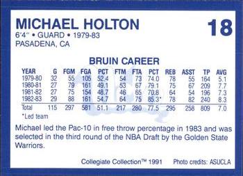 1991 Collegiate Collection UCLA Bruins #18 Michael Holton Back