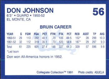 1991 Collegiate Collection UCLA #56 Don Johnson Back