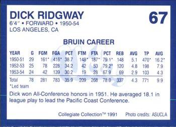 1991 Collegiate Collection UCLA #67 Dick Ridgway Back