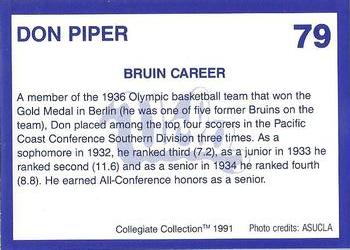 1991 Collegiate Collection UCLA #79 Don Piper Back