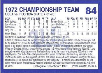 1991 Collegiate Collection UCLA #84 1972 Champions Back