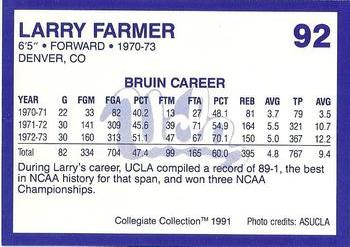 1991 Collegiate Collection UCLA #92 Larry Farmer Back