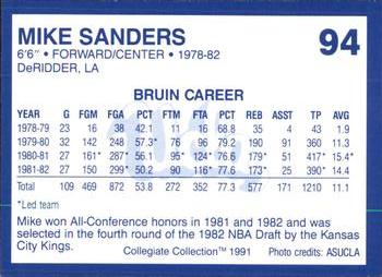 1991 Collegiate Collection UCLA #94 Mike Sanders Back