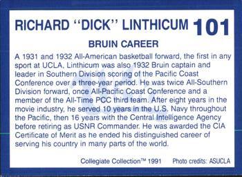 1991 Collegiate Collection UCLA #101 Richard Linthicum Back