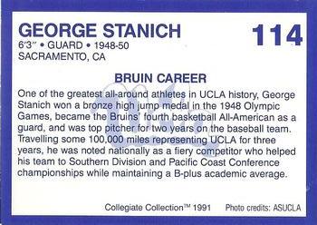 1991 Collegiate Collection UCLA #114 George Stanich Back