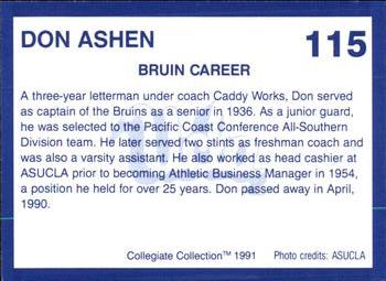 1991 Collegiate Collection UCLA #115 Don Ashen Back