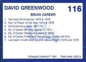 1991 Collegiate Collection UCLA #116 David Greenwood Back