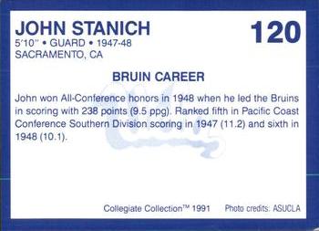 1991 Collegiate Collection UCLA #120 John Stanich Back