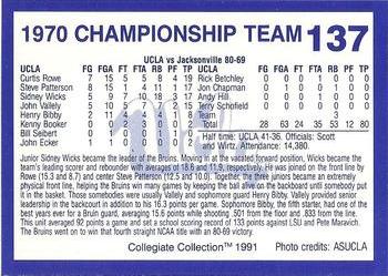 1991 Collegiate Collection UCLA #137 1970 Champions Back
