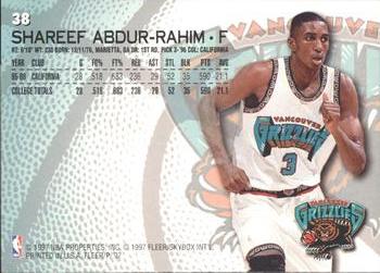1996-97 Fleer Sprite #38 Shareef Abdur-Rahim Back