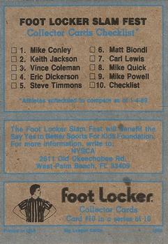 1989 Foot Locker Slam Fest #10 Logo/Checklist Back