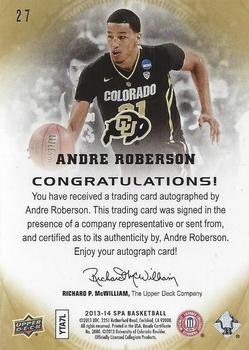 2013-14 SP Authentic - Autographs Gold #27 Andre Roberson Back