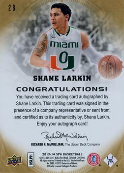 2013-14 SP Authentic - Autographs Gold #28 Shane Larkin Back
