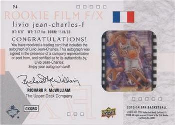 2013-14 SP Authentic - 2001-02 SP Rookie FX Film Autographs #94 Livio Jean-Charles Back
