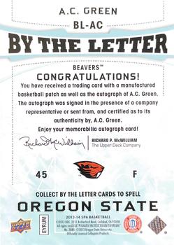 2013-14 SP Authentic - By the Letter Signatures #BL-AC A.C. Green Back