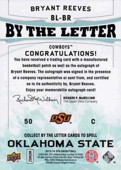 2013-14 SP Authentic - By the Letter Signatures #BL-BR Bryant Reeves Back