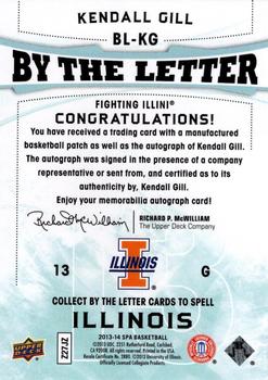 2013-14 SP Authentic - By the Letter Signatures #BL-KG Kendall Gill Back