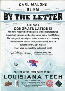 2013-14 SP Authentic - By the Letter Signatures #BL-KM Karl Malone Back