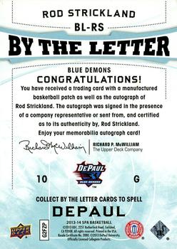 2013-14 SP Authentic - By the Letter Signatures #BL-RS Rod Strickland Back