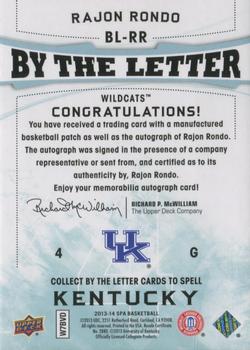 2013-14 SP Authentic - By the Letter Signatures #BL-RR Rajon Rondo Back