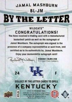 2013-14 SP Authentic - By the Letter Signatures #BL-JM Jamal Mashburn Back