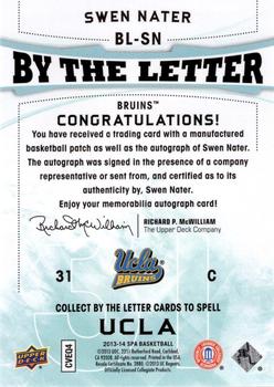 2013-14 SP Authentic - By the Letter Signatures #BL-SN Swen Nater Back
