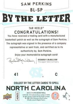 2013-14 SP Authentic - By the Letter Signatures #BL-SP Sam Perkins Back