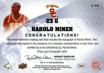 2013-14 SP Authentic - Sign of the Times #S-HM Harold Miner Back