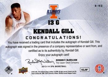 2013-14 SP Authentic - Sign of the Times #S-KG Kendall Gill Back