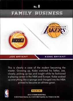 2013-14 Panini - Family Business #8 Joe Bryant / Kobe Bryant Back
