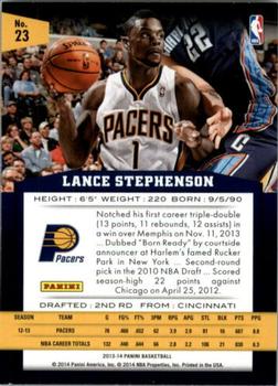 2013-14 Panini - Gold Knights #23 Lance Stephenson Back