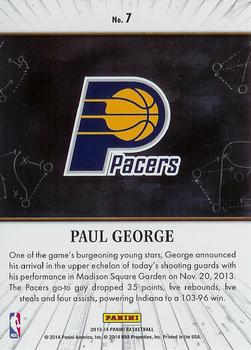 2013-14 Panini - Knight School #7 Paul George Back