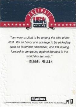 1994 SkyBox USA - Portraits #PT13 Reggie Miller Back