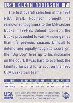 1995 Kraft/Upper Deck Team USA #NNO Glenn Robinson Back