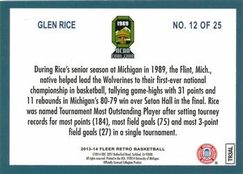 2013-14 Fleer Retro - '92-93 Fleer Final Four Stars #12 Glen Rice Back