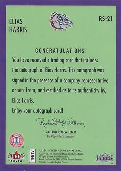 2013-14 Fleer Retro - '92-93 Fleer Rookie Sensations Autographs #RS-21 Elias Harris Back