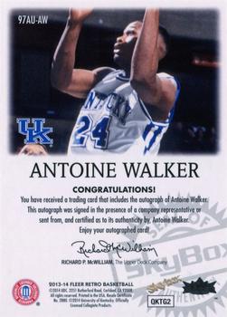 2013-14 Fleer Retro - '97-98 SkyBox Autographics #97AU-AW Antoine Walker Back