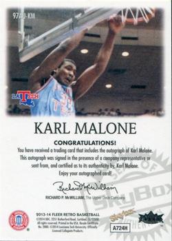 2013-14 Fleer Retro - '97-98 SkyBox Autographics #97AU-KM Karl Malone Back