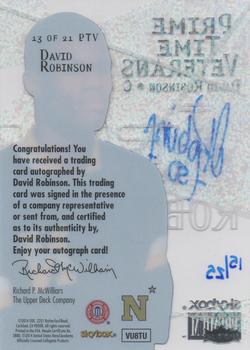 2013-14 Fleer Retro - '99-00 SkyBox Prime Time Autographs #13 PTV David Robinson Back