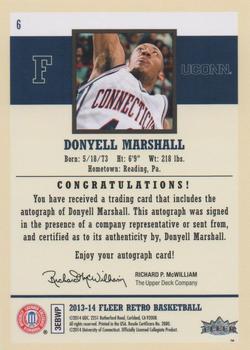 2013-14 Fleer Retro - Autographs #6 Donyell Marshall Back