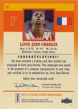 2013-14 Fleer Retro - Autographs #48 Livio Jean-Charles Back