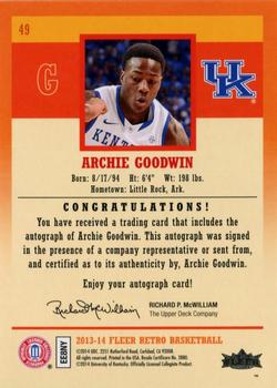 2013-14 Fleer Retro - Autographs #49 Archie Goodwin Back