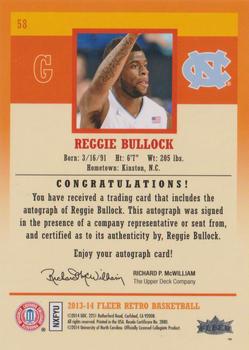 2013-14 Fleer Retro - Autographs #58 Reggie Bullock Back