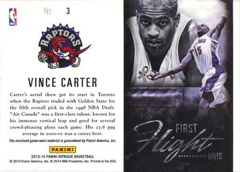 2013-14 Panini Intrigue - First Flight Unis #3 Vince Carter Back
