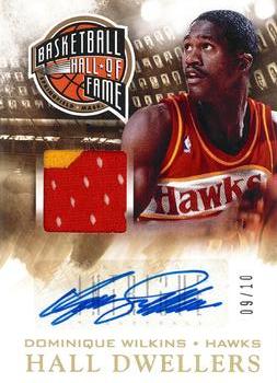 2013-14 Panini Intrigue - Hall Dwellers Jersey Autographs Gold Prime #HD-DW Dominique Wilkins Front